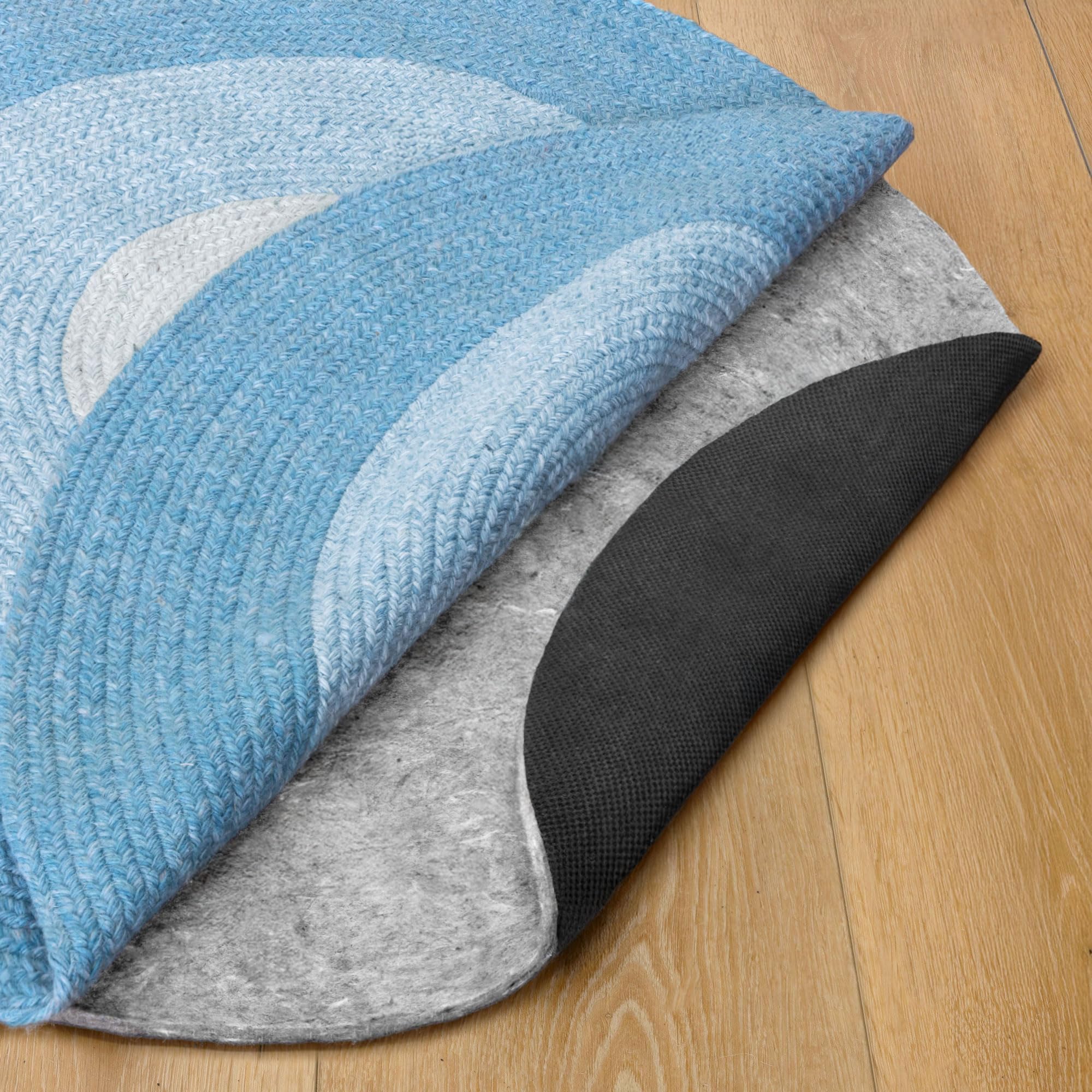 Dual Surface - 5' Round - 1/4" Thick - Felt + Rubber - Non-Slip Backing Rug Pad - Safe for All Floors