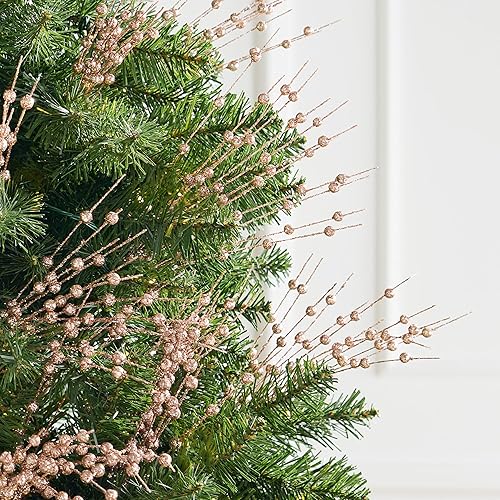 Vista 32 de Joiedomi 24 adornos artificiales de tallo de bayas de Navidad, palitos decorativos de cuentas, ramitas brillantes, para decoración de árbol de Azul