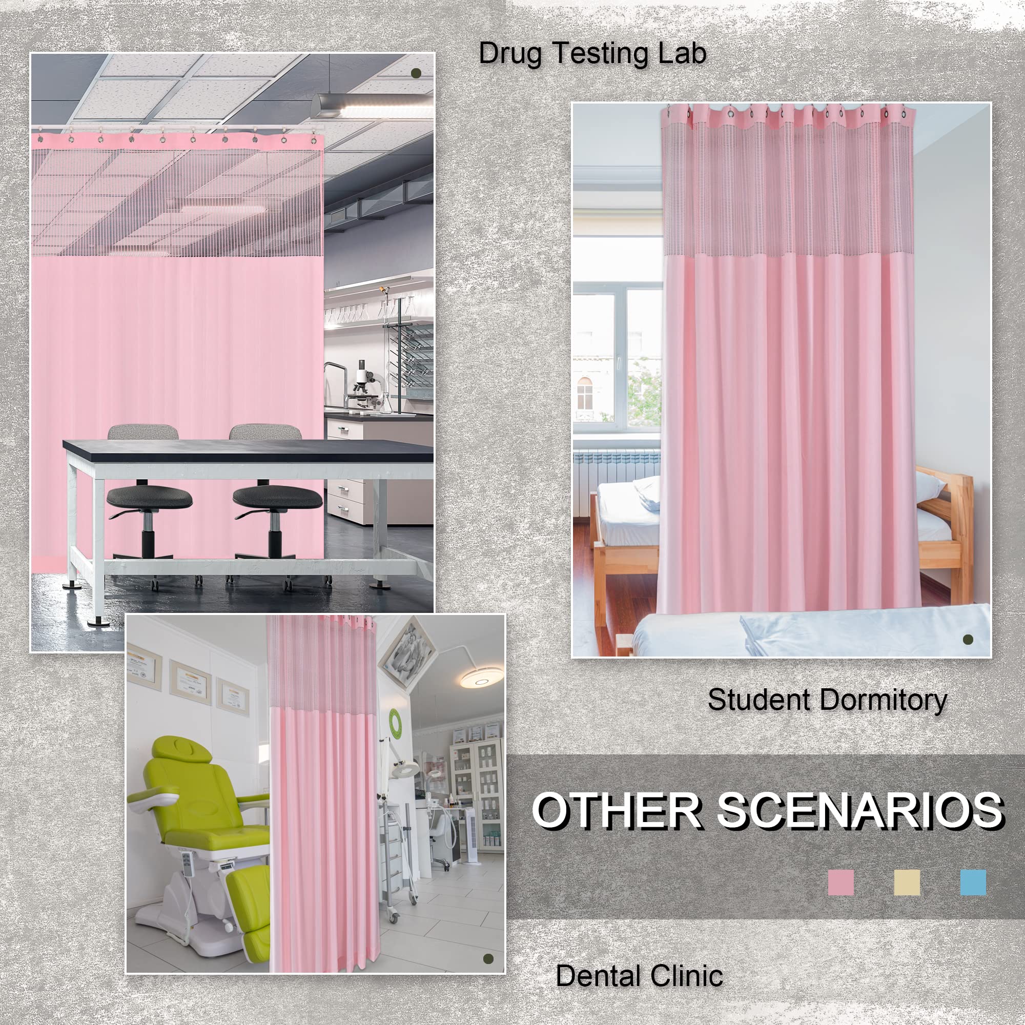 Pink Medical Curtain - Flame Retardant Privacy Screen -6 Pink Medical Curtain - Flame Retardant Privacy Screen -6