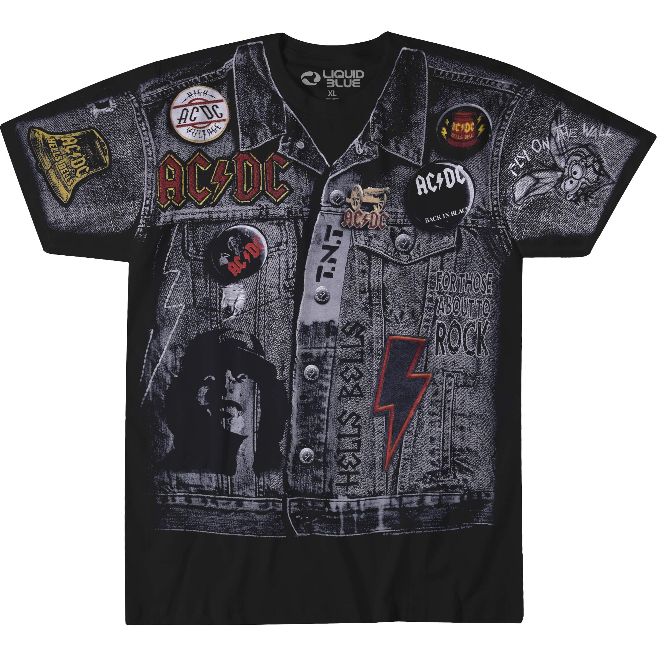 Liquid Blue AC/Dc Jacket Jumbo Print Short Sleeve Tee T-Shirt Unisex-Adulto