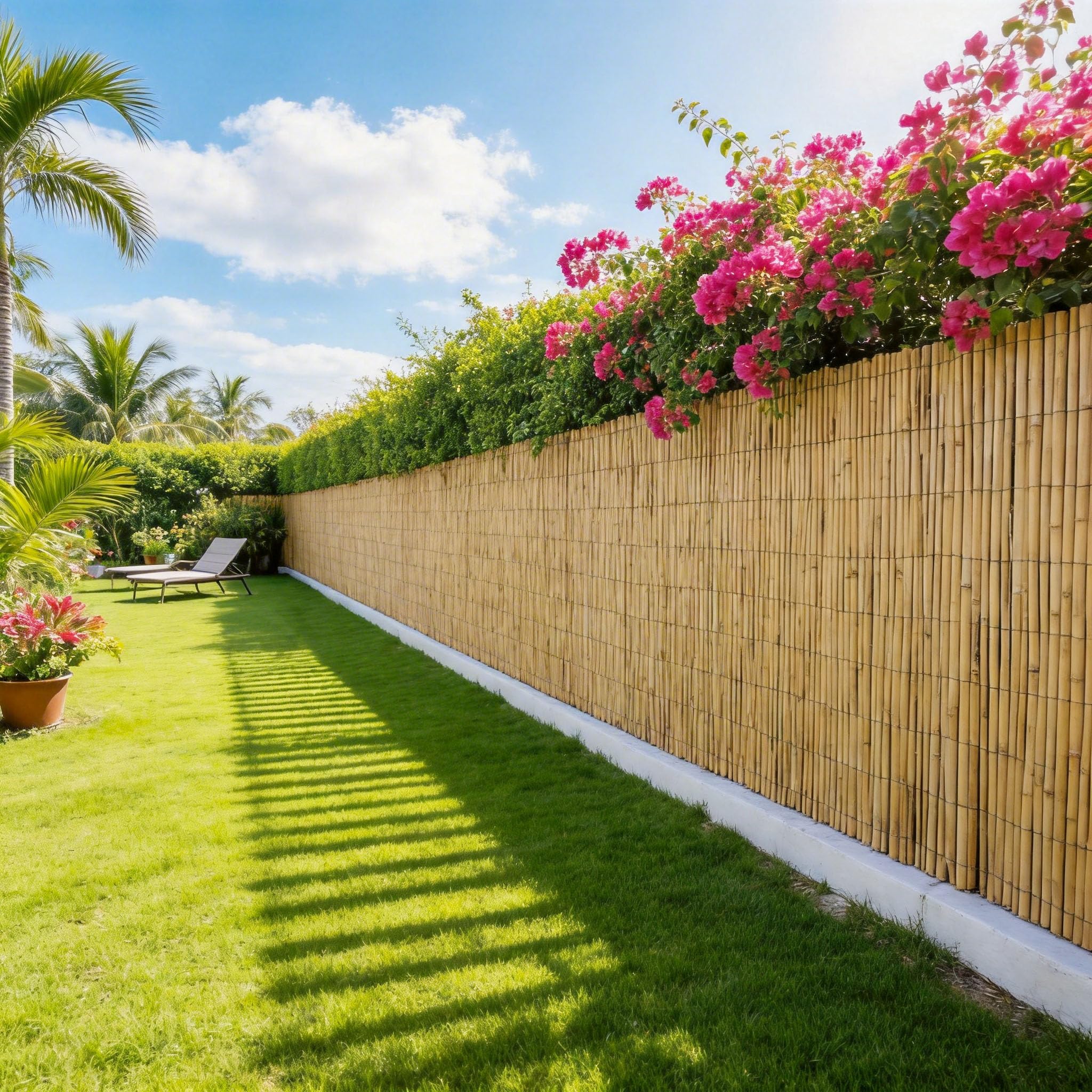 UISEBRT Recinzione frangivista da giardino, 200 x 300 cm, canne naturali, 6-8 mm, filo zincato da 0,5 mm, colore giallo chiaro, per balcone, terrazza, giardino, appartamento