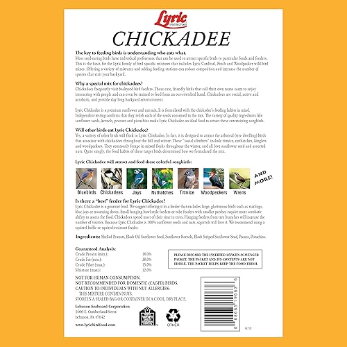 Miniatura 2 de Lyric Chickadee - Mezcla de alimentos prémium para pájaros silvestres, girasol y nueces, bolsa de 4 libras