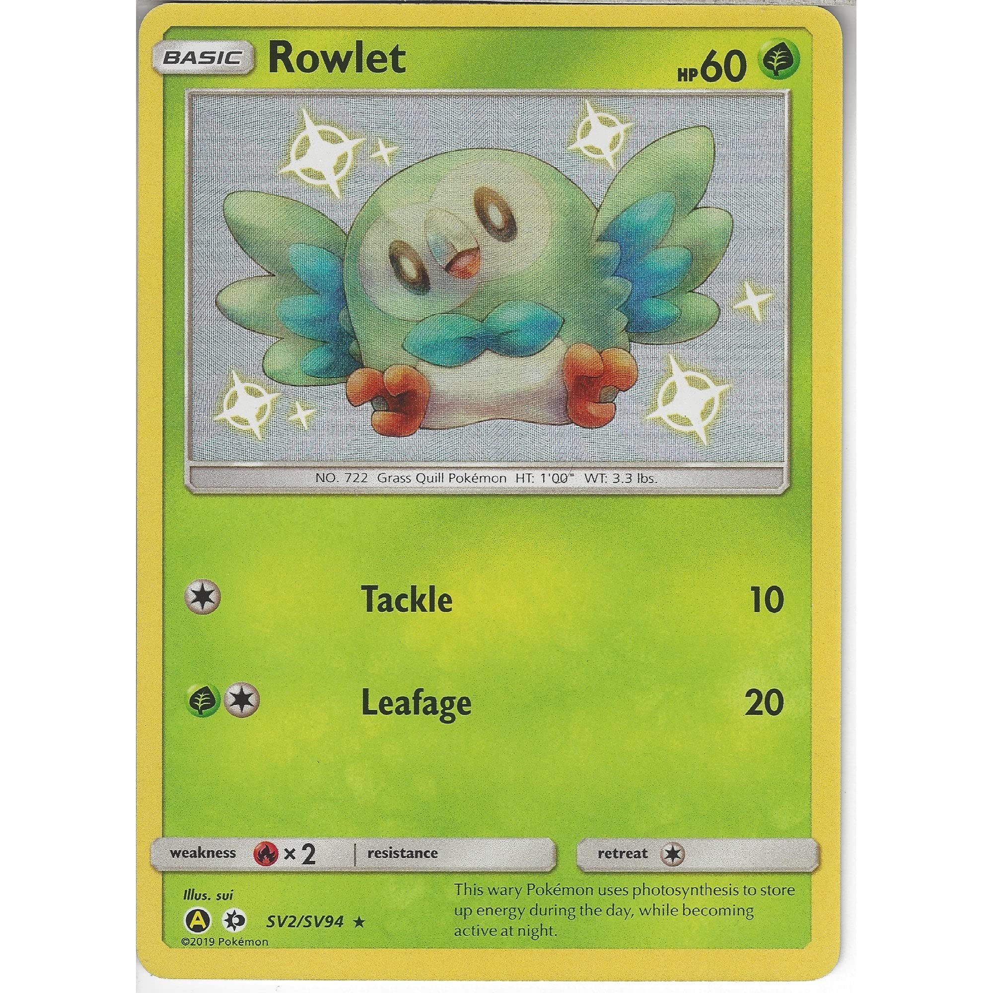 Pokemon Single Card ROWLET Shiny Vault SV2/SV94 HIDDEN FATES Toys & Games
