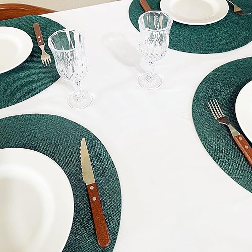 Miniatura 6 de SLOW COW Juego de 4 manteles individuales redondos para mesa de comedor, 15 pulgadas, lavables, color verde oscuro