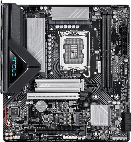 GIGABYTE B860M Eagle Carte mère - Processeurs Intel Core Ultra, VRM 6+1+2+1 Phases, jusqu'à 9066MHz DDR5, 1xPCIe 5.0 + 1xPCIe 4.0 M.2, LAN 2,5 GbE, USB 3.2 Gen 1 - 2