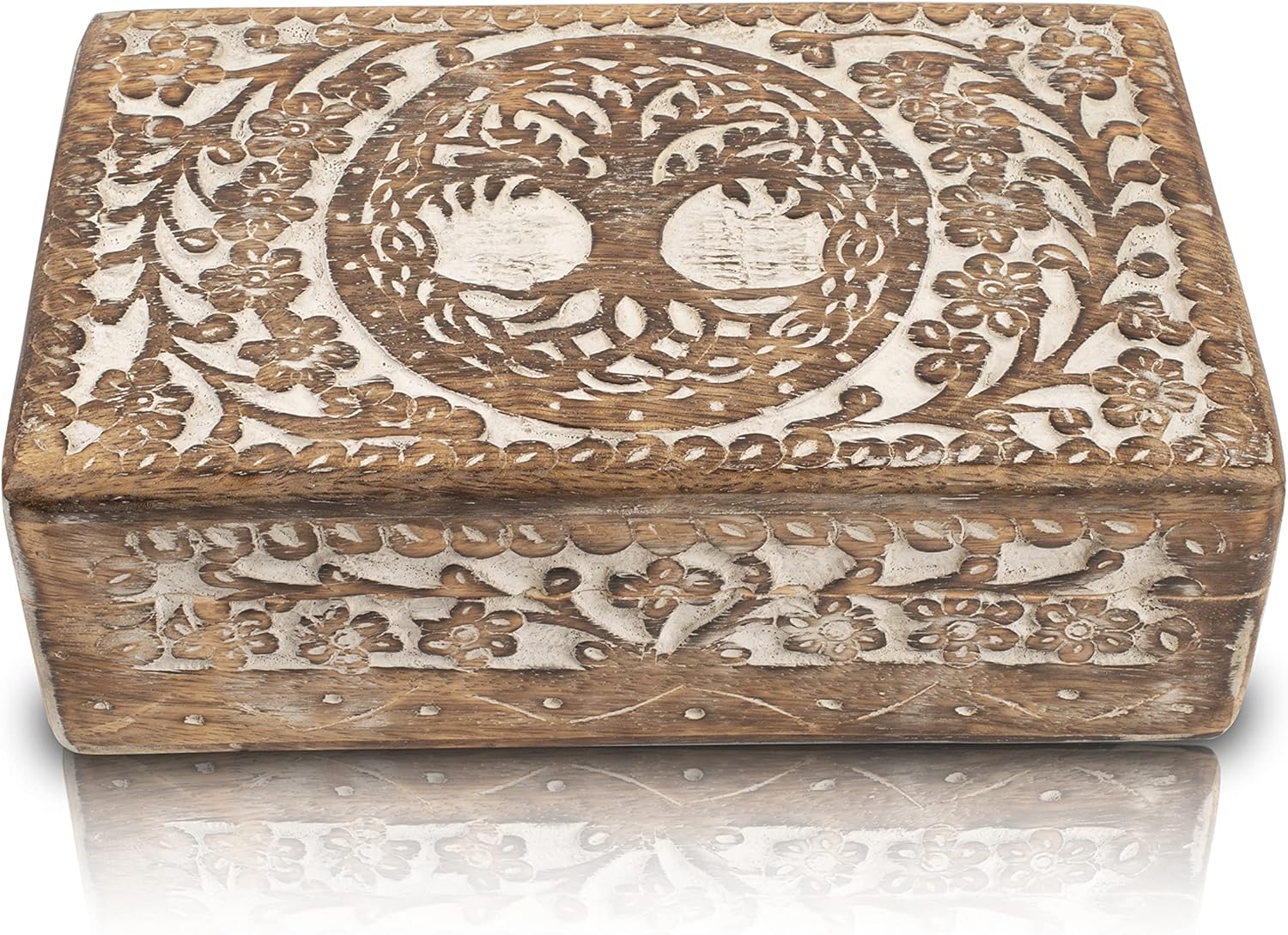 Great Birthday Gifts Handmade Decorative Wooden Jewelry Box Tree Of Life Carving Jewelry Organizer Keepsake Box Treasure Chest Trinket Holder Watch Box Storage Lock Box Housewarming Gift