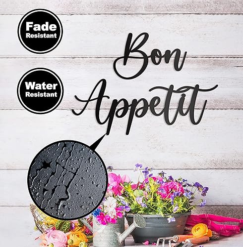 Miniatura 5 de Vivegate Bon Appetit - Decoración de pared de metal  17 x 12 pulgadas, diseño moderno y bonito de granja, arte de pared de metal para colgar