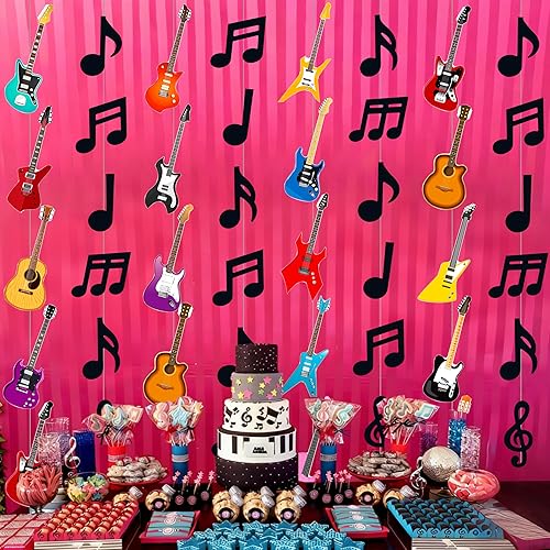 Miniatura 7 de 8 guirnaldas colgantes de fiesta musical para cumpleaños, decoración musical para colgar notas musicales, guirnaldas de techo para músico, fiesta de