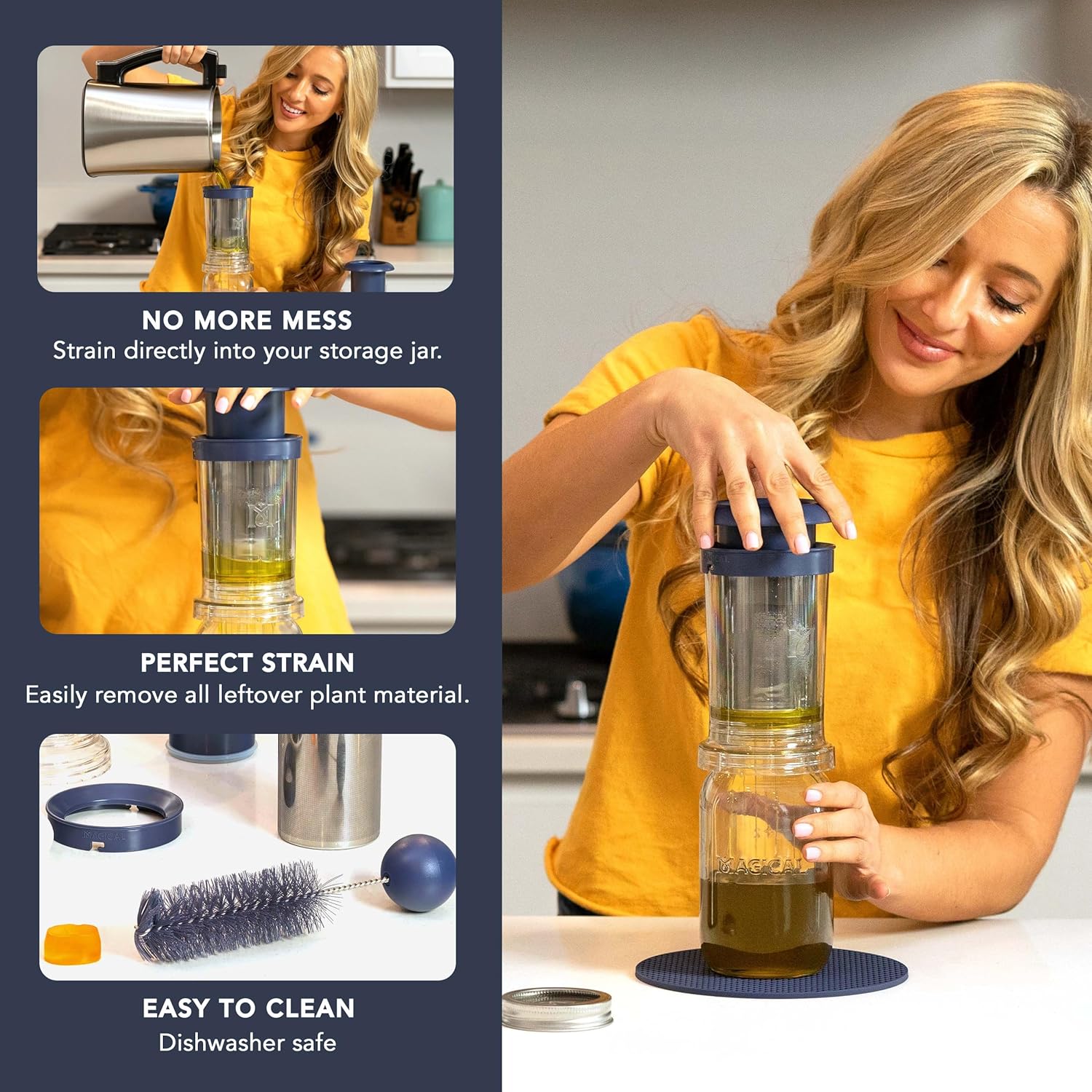 Magical Butter Filter Press + Spatulas Bundle – BPA-Free Straining System with 3-Pack Silicone Spatulas – Mess-Free Infused Oil & Butter Kit