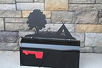 Vista 3 de Hobby, Recreation and Career Style Metal Powder Coated Mailbox Topper (Tent Camping, Matte Black)