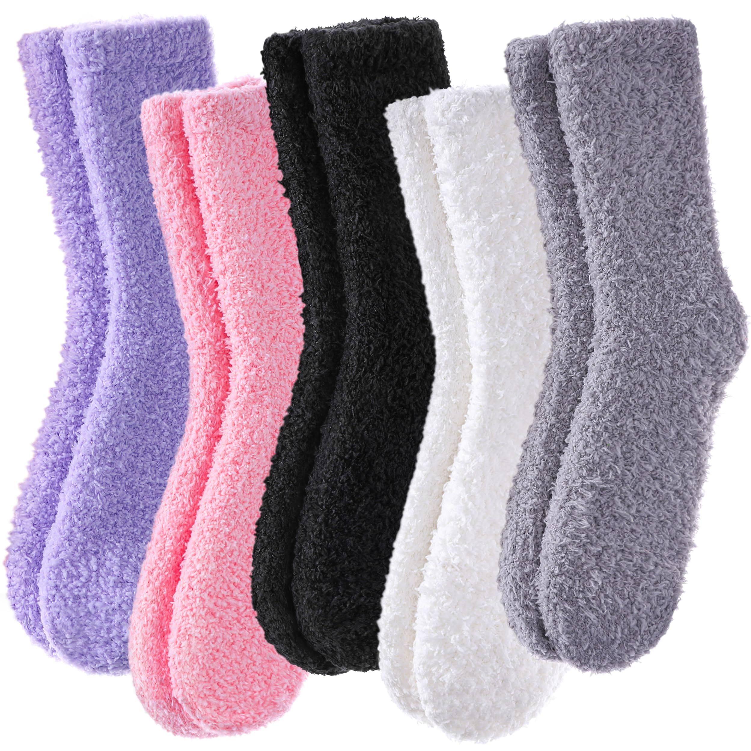 POEATEZO Womens Fuzzy Socks Warm Fluffy Socks Cozy Slipper Socks Microfiber Soft Sleep Winter Christmas Socks