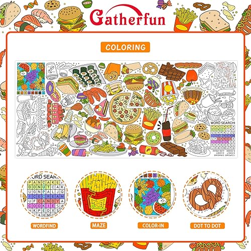 Miniatura 3 de Gatherfun Póster gigante para colorear para niños, 31.5 x 72 pulgadas, divertida actividad temática de comida para aula, cumpleaños y eventos,