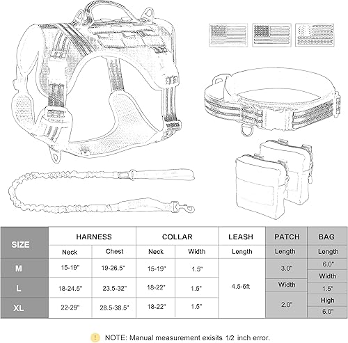 Miniatura 6 de PET ARTIST Arnés táctico para perro, sin tirones y hebilla de metal, collar militar para perro con asa para un mejor control con correa elástica