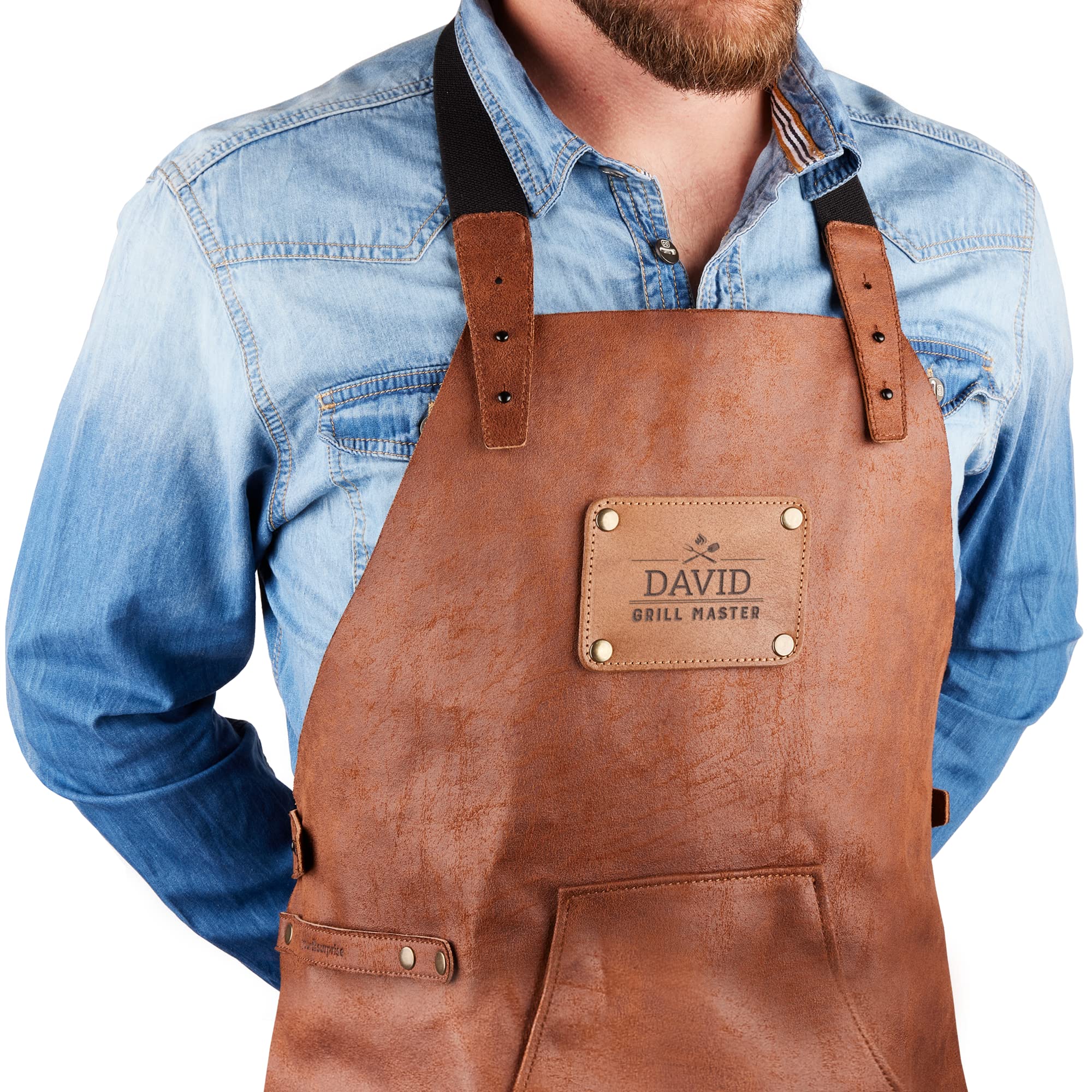 Tablier en Cuir Personnalisé pour Barbecue - Cuir de Buffle