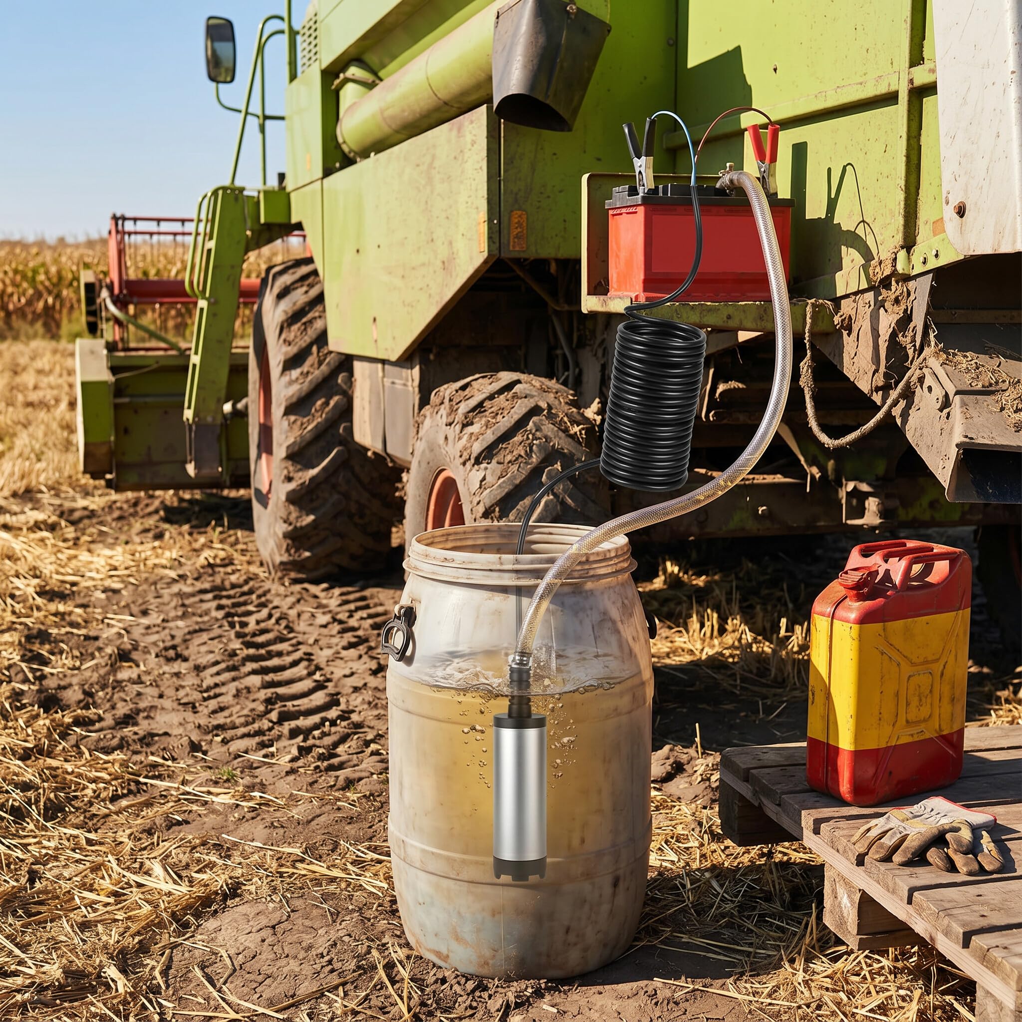 12V 3.8 cm 12L / min. Descarga de bomba sumergible de acero inoxidable Diesel Agua Keroseno Herramienta de reabastecimiento de combustible 8500r / m
