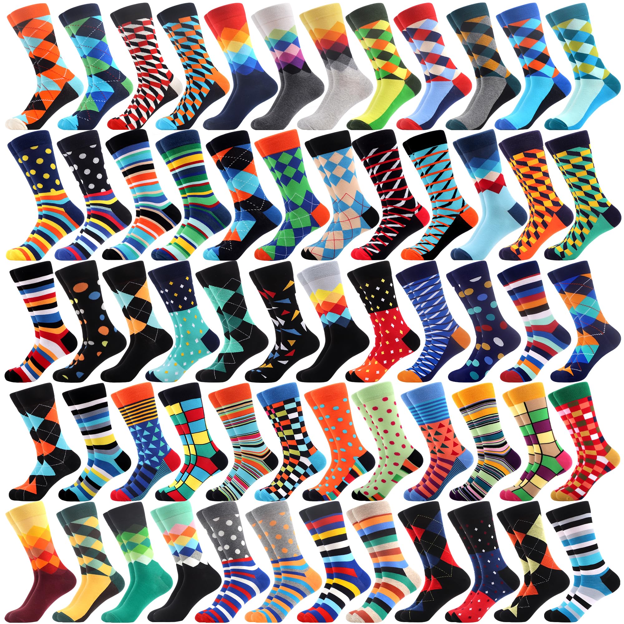 WeciBor 36 Pairs Funny Random Pattern Socks Colorful Cotton Crazy Socks for Unisex Bulk
