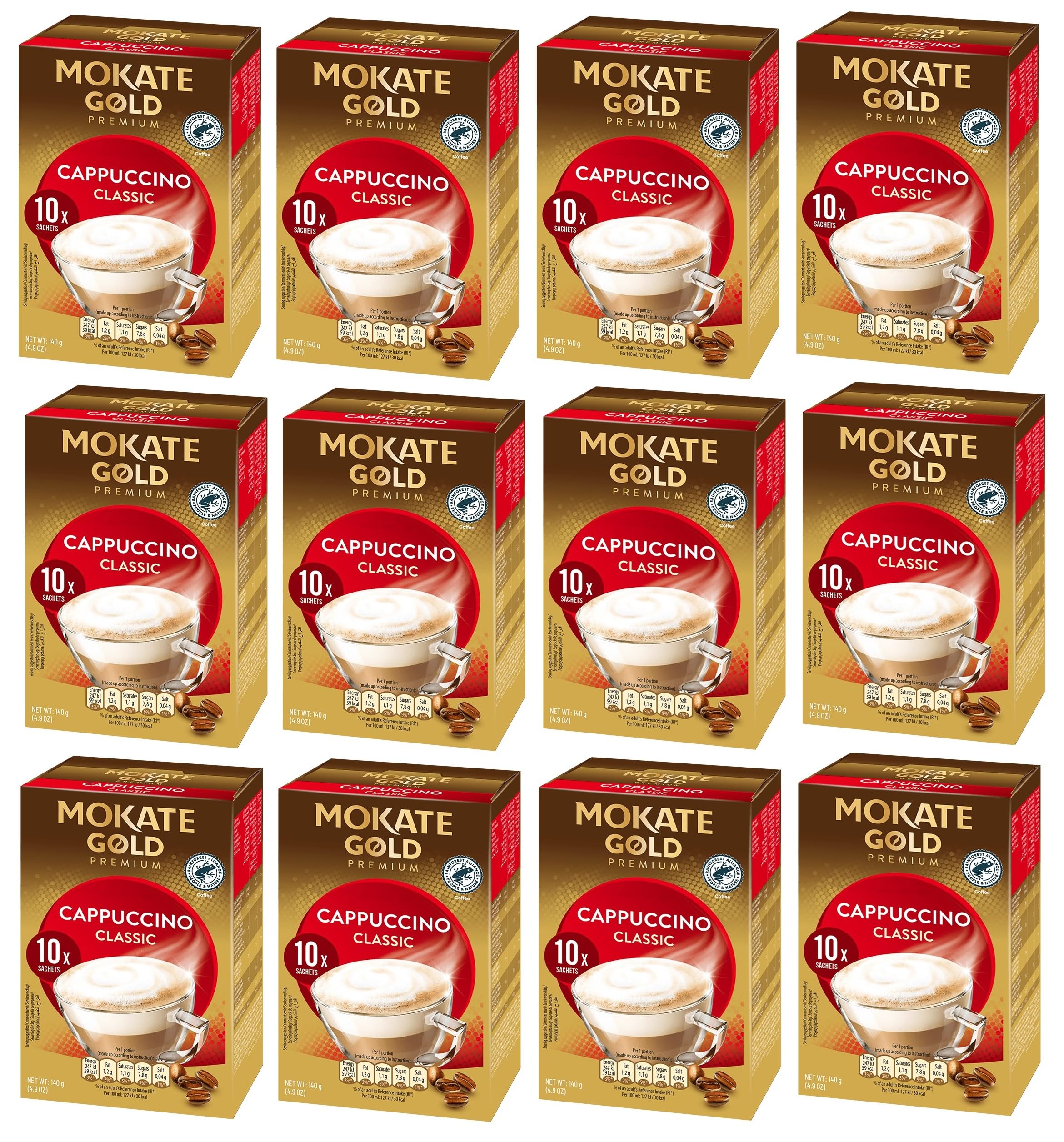 12 boxes Mokate Gold Premium - Cappuccino Classic - 120 Sachets (12 * 10/box)