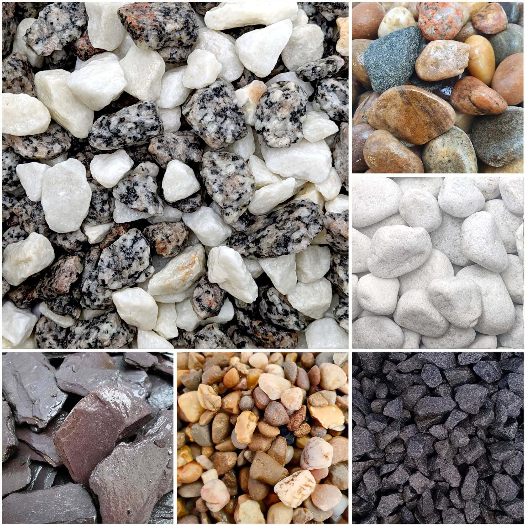 Elixir Gardens Aggregates for Flowerbeds, Rockery, Patio & Paths, Driveway & Ground Cover | 1kg to 800kg Bags | Arctic Grey Granite & Marble Mix (20mm) โ image 1
