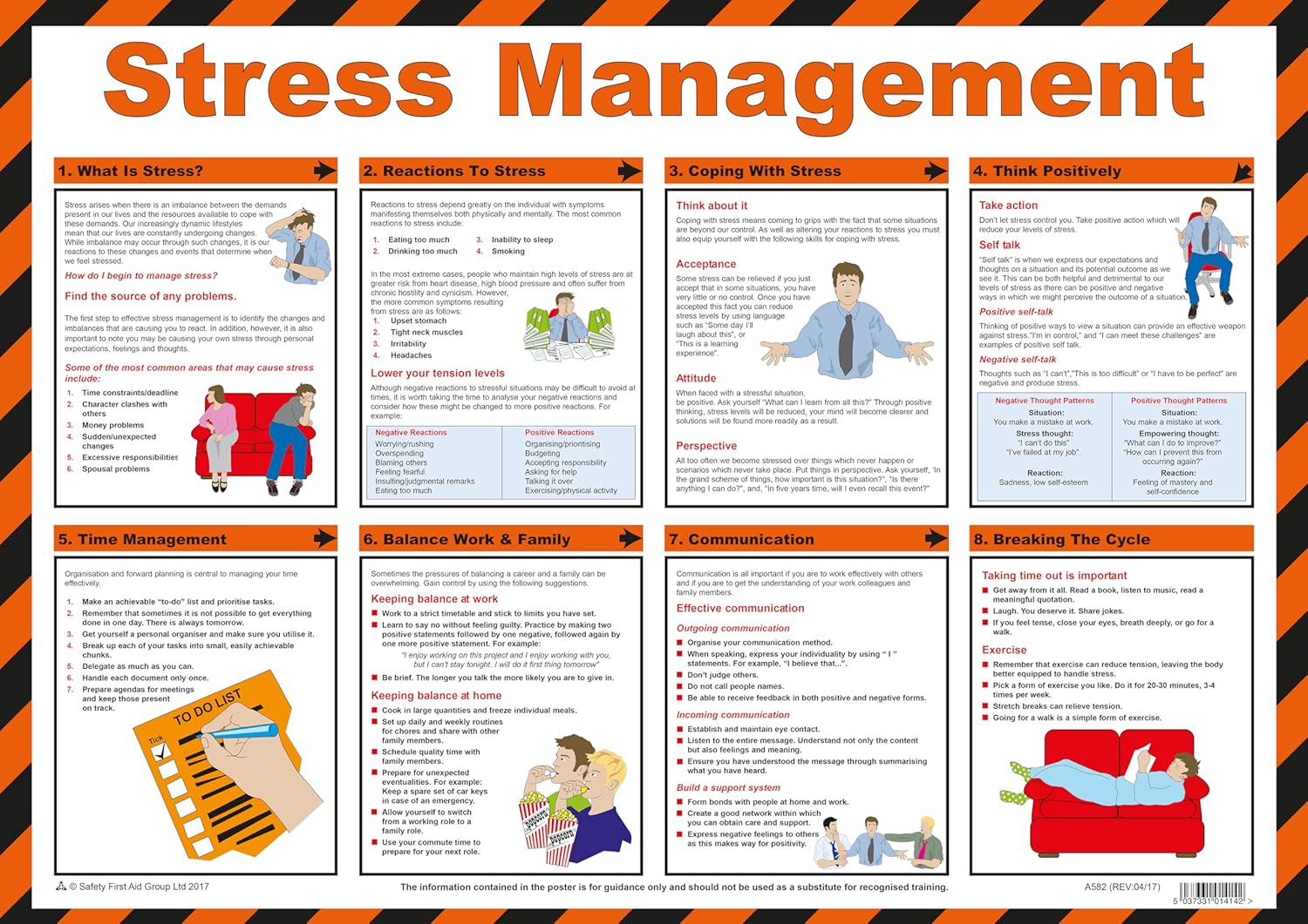Safety First Aid Group Stress Management Poster - Laminated (59 x 42) cm