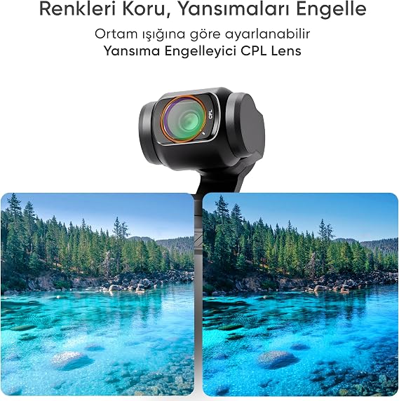 Minesk DJI Osmo Pocket 3/4 ile Uyumlu 4'lü Sinematik Filtre Seti - CPL, ND2-32 Değişken ND, Black Mist 1/4, Geniş Açı Lens - Vlogger ve Manyetik Kamera Aksesuarı - Lens Set