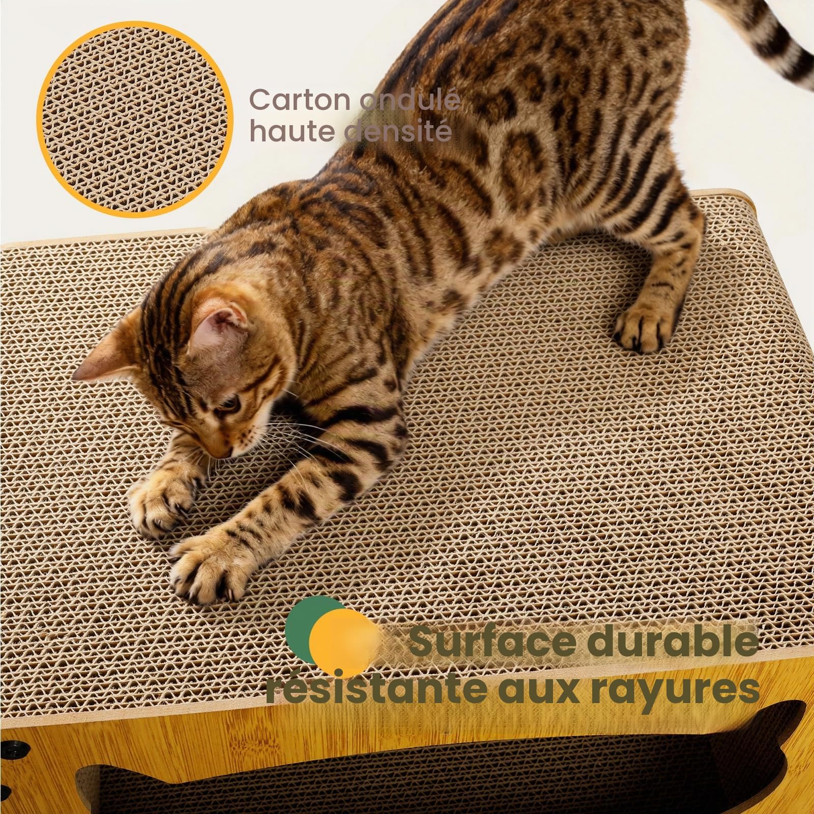 Gimars Griffoir pour Chat Double Couche, Grattoir Chat Carton XL 51 x 43 x 28,5 cm, Griffoir Chat Maison pour Griffer, Se Cacher et Se Reposer, Charge 20 kg, Montage requis (env. 37 vis)