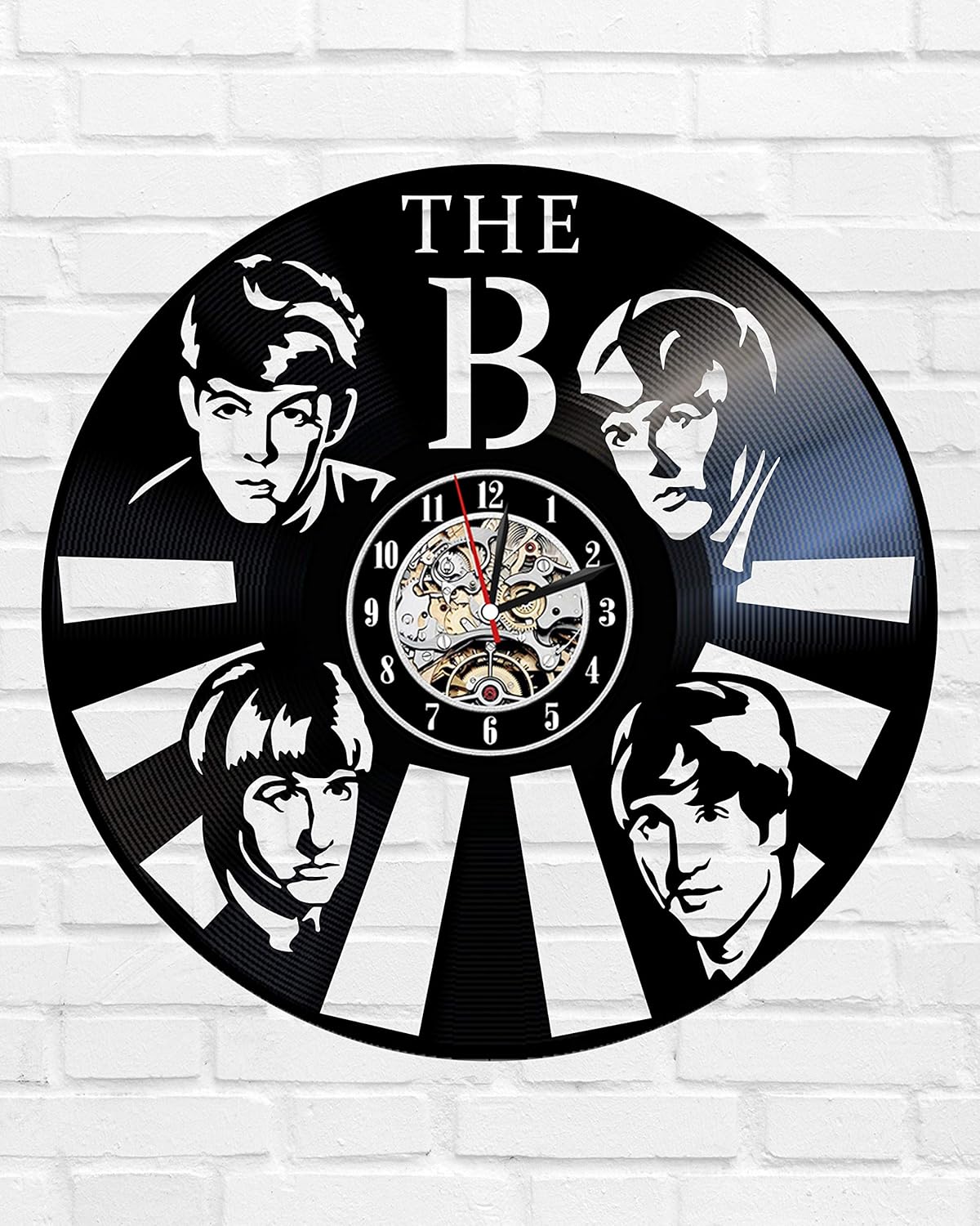 Retro Vinyl Record Clock Birthday Gift Idea for Fan Vintage Wall Clock Beatle Gift Decorations for Party The Beatle Wall Clock Large Beatle Music LP Clock Beatle Rock Band Music Art