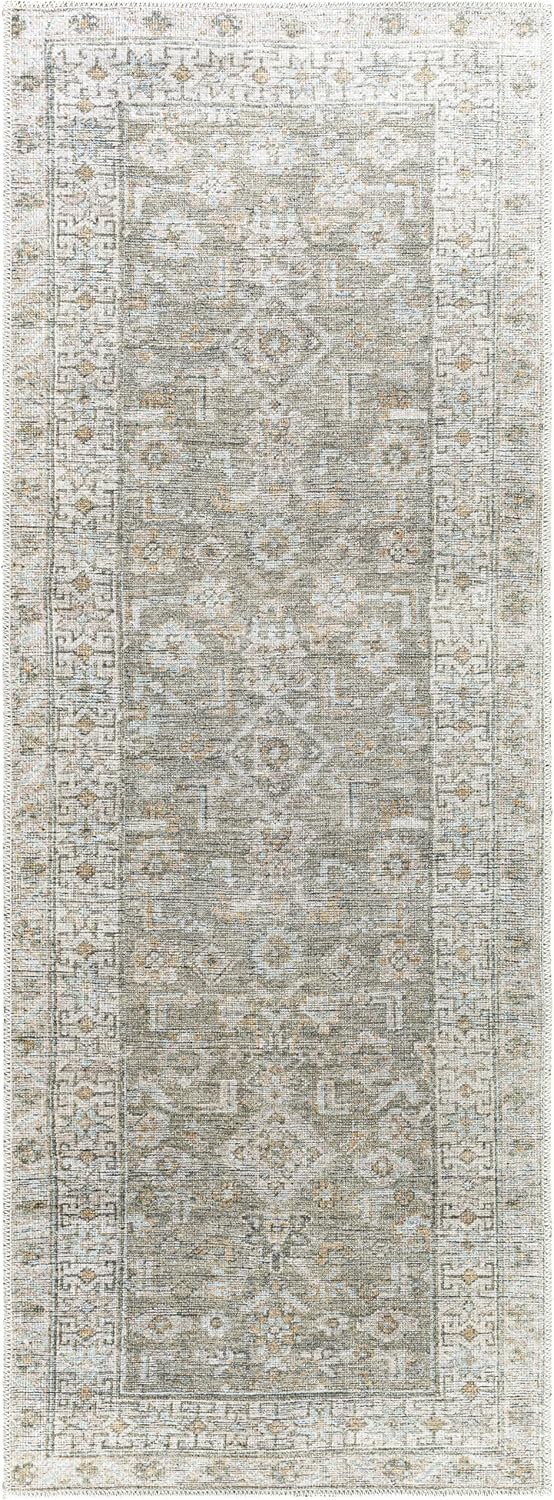 Livabliss x Becki Owens Darling Updated Traditional Washable Runner Area Rug, 2'7" x 7'3", Olive