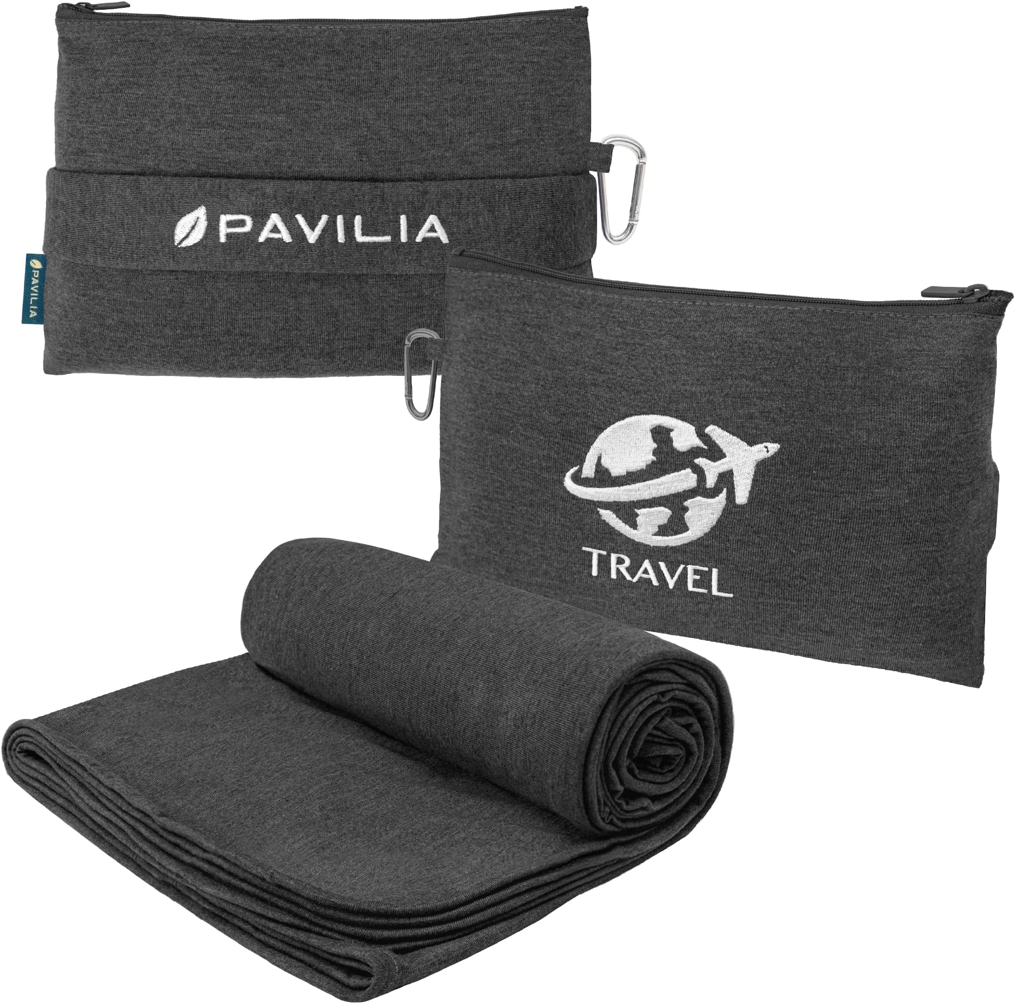 Travel Blanket Airplane Compact with Bag, Small Travel Pillow Blanket for Long Flights, Lightweight Plane Blanket with Luggage Strap, Camping Blanket for Traveler Essentials, Black, 65x40
