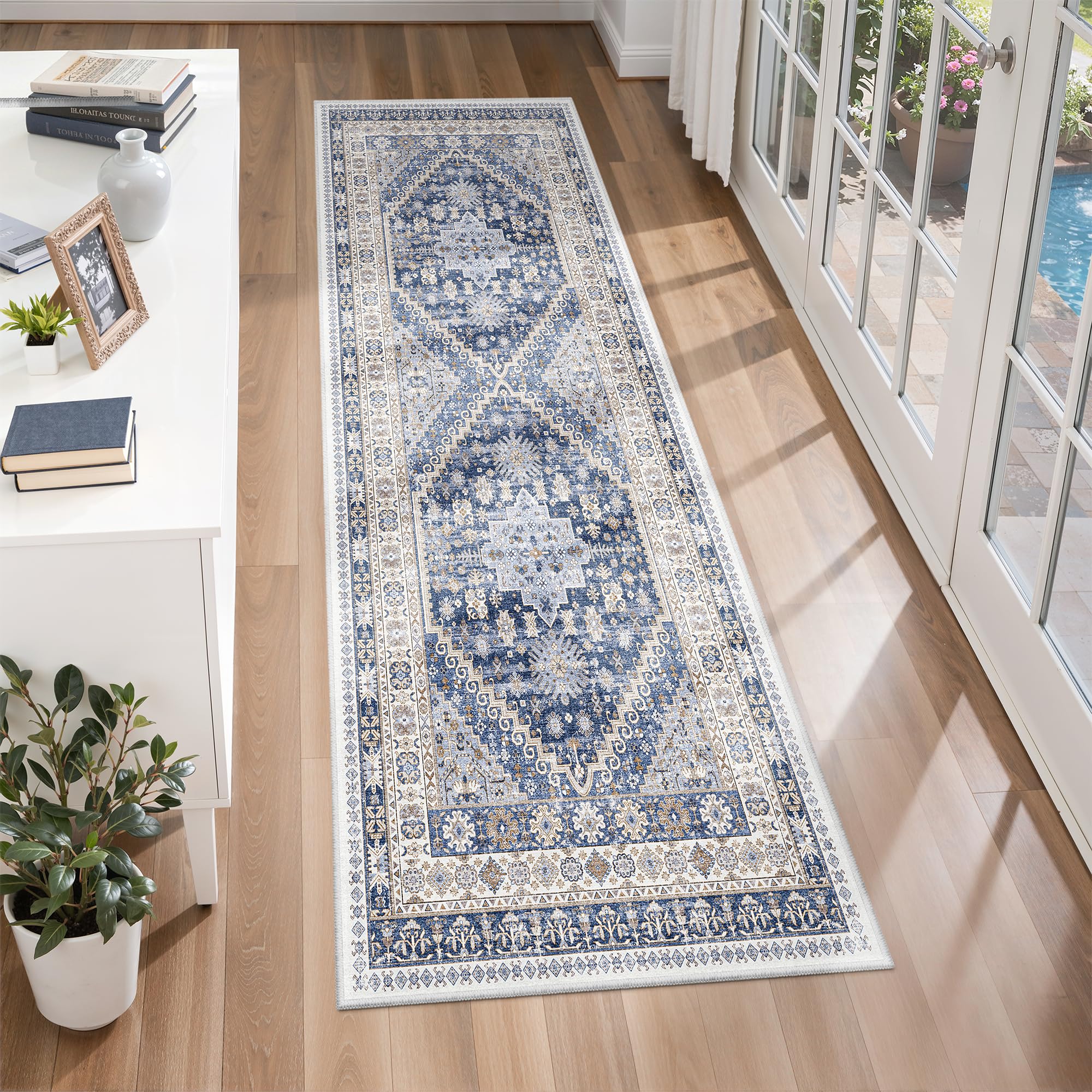 zesthome Runner Rug 2x5 - Stain Resistant Machine Washable Rug, Non Slip Vintage Hallway Runner Rugs, Low Pile Lightweight Runners for Kitchen, Entryway and Corridor — image 1