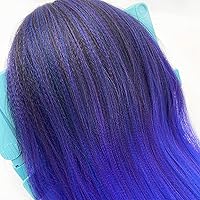 Vista 5 de Cabello trenzado preestirado degradado, negro, morado, azul, preestirado, 26 pulgadas, paquete de 3 extensiones de cabello de ganchillo