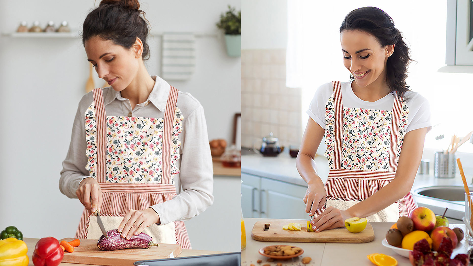 Grembiule Giapponese Retrò Unisex Con Tasca: Stampa Floreale Giallo Tenue, Regolabile, Da Cucina - 3
