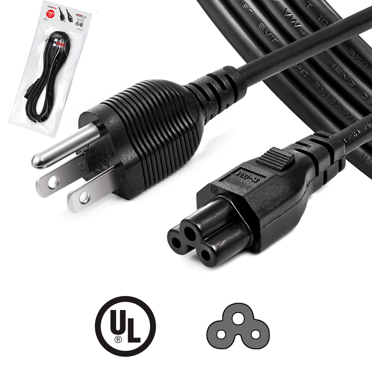 Amazon.com: Chanzon UL Listed 3/6/10ft Universal AC Power Cord 3