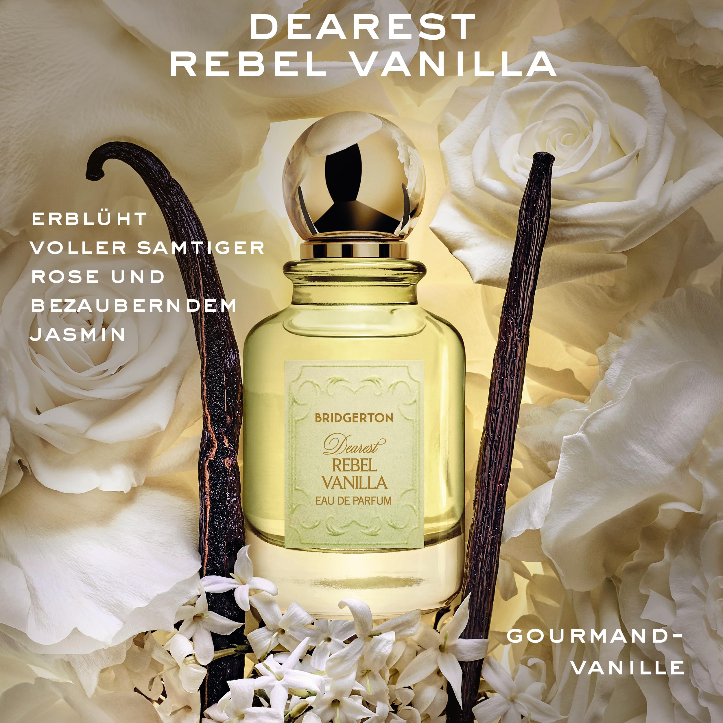Bridgerton Dearest Rebel Vanilla Eau de Parfum – Ambriertes Parfüm für Damen – Mit Jasmin, Rose & Vanille – Langanhaltender Duft, 50ml