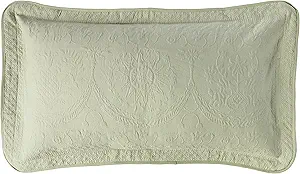 King Charles Modern Farmhouse Floral Matelasse Decorative Pillowcase, 100% Cotton Breathable Bedding, King Sham (20" x 36"), Sage
