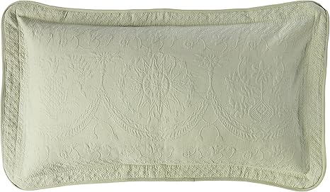King Charles Modern Farmhouse Floral Matelasse Decorative Pillowcase, 100% Cotton Breathable Bedding, King Sham (20" x 36"), Sage