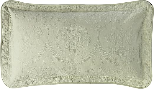 King Charles Modern Farmhouse Floral Matelasse Decorative Pillowcase, 100% Cotton Breathable Bedding, King Sham (20" x 36"), Sage