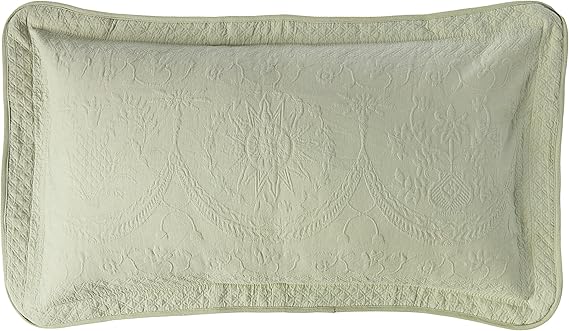 King Charles Modern Farmhouse Floral Matelasse Decorative Pillowcase, 100% Cotton Breathable Bedding, King Sham (20" x 36"), Sage