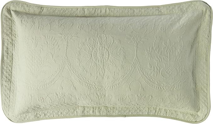 King Charles Modern Farmhouse Floral Matelasse Decorative Pillowcase, 100% Cotton Breathable Bedding, King Sham (20" x 36"), Sage