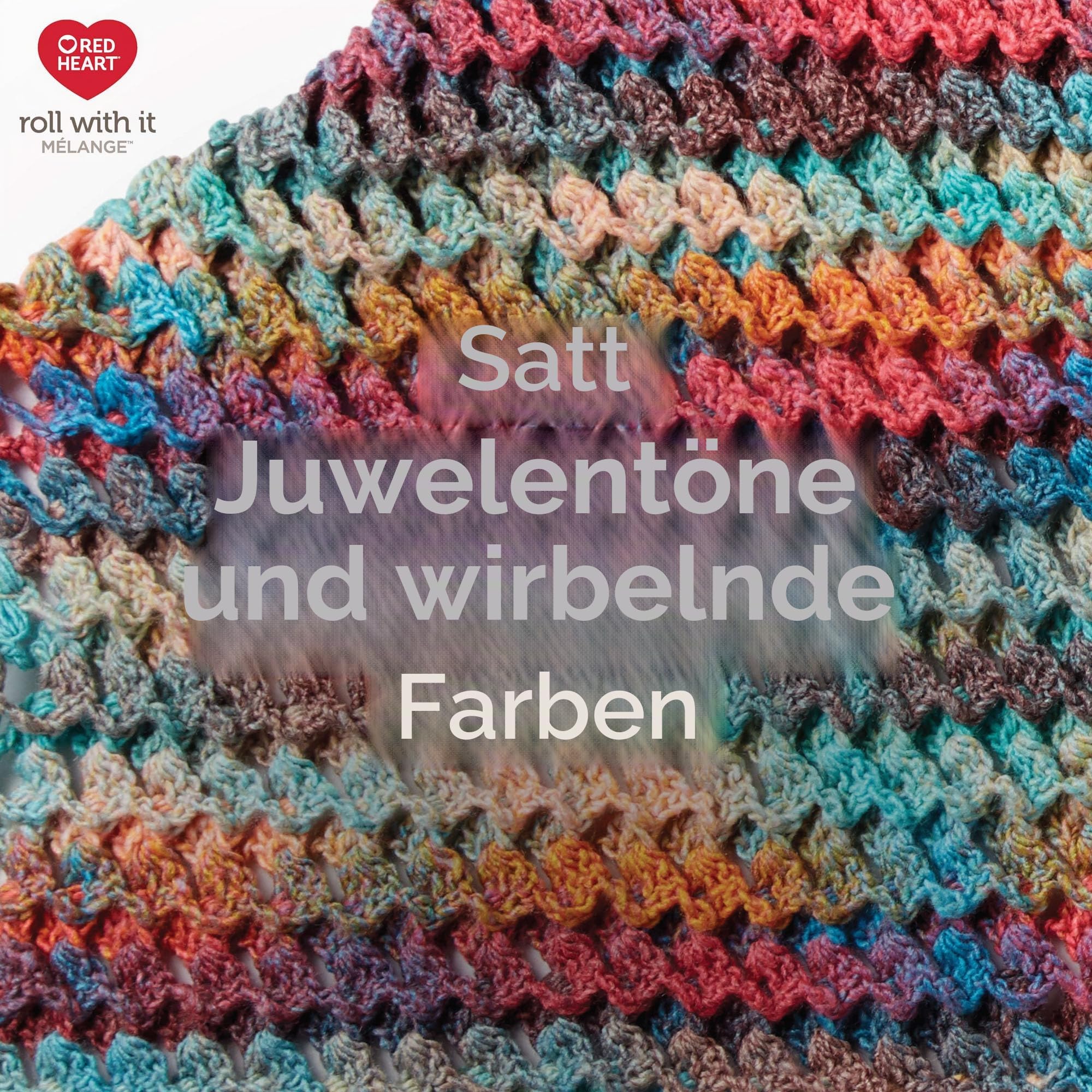 Red Heart Roll with It Melange Garn, 100% Acryl, Stärke 4 (Medium/Worsted), 356 m, Stricken/Häkeln, Blau/Lila (Show Time), 3er-Pack à 150 g