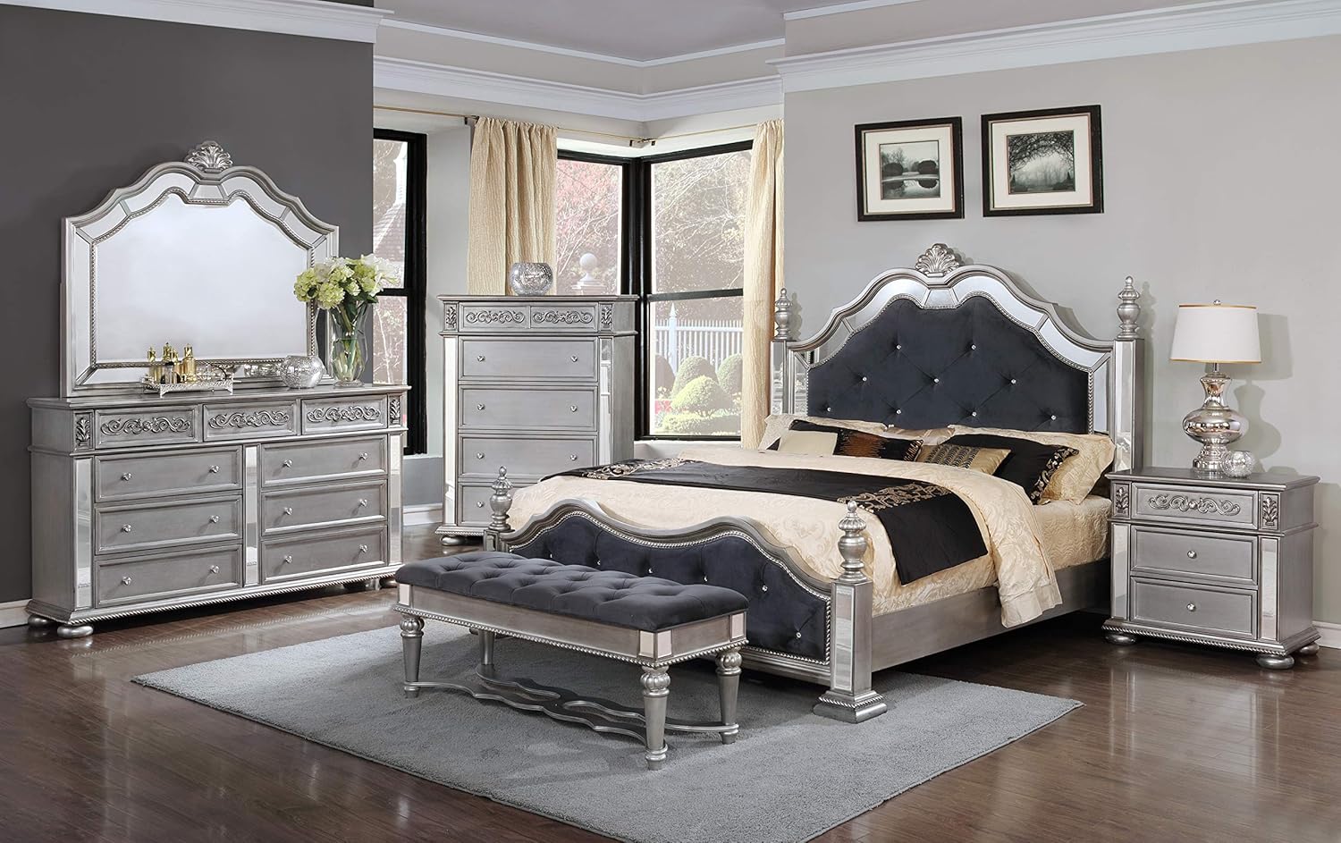 GTU Furniture Kenton Panel 6Pc Wooden Queen Bedroom Set(Q/D
