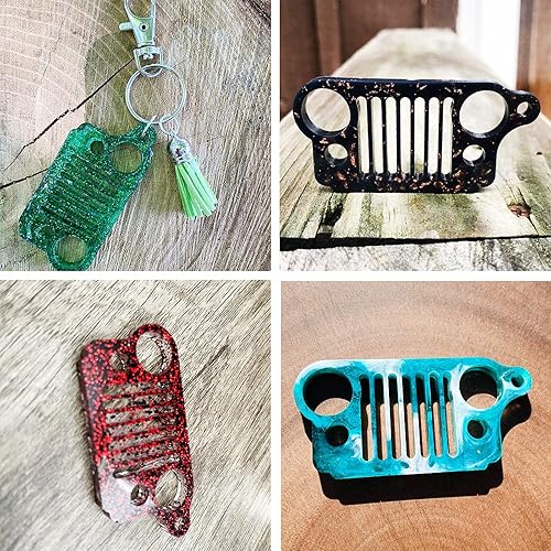 Miniatura 4 de Kit de 33 moldes de resina epoxi  3 moldes de llavero de soporte de luz de coche y moldes de fundición epoxi de silicona con agujero