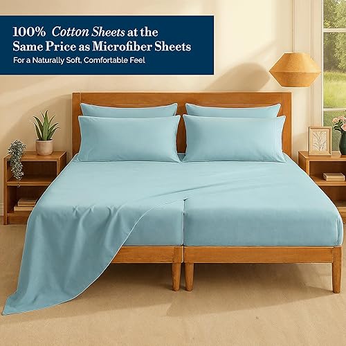 Miniatura 3 de Casa Platino Juego de sábanas divididas tamaño King  Sábanas de 100 % algodón dividido King refrescantes con 4 fundas de almohada, sábana bajera de