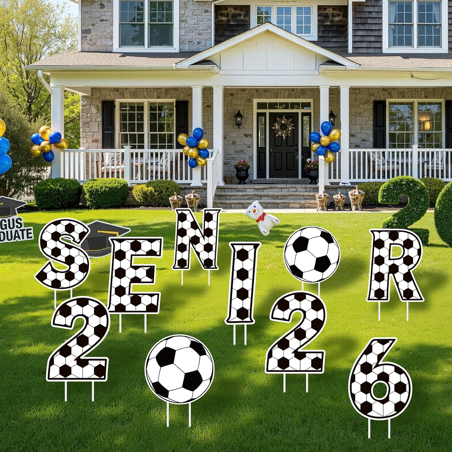 10 Pcs Soccer Yard Signs 2026 Senior Night Decorations – 15 Inch Large Class of 2026 Graduation Yard Signs with Stakes – Outdoor Soccer Theme Lawn Decor for Senior Night & Sports Party