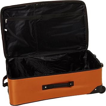 Rockland Fashion Softside 4 Piece Luggage Set, Expandable, (14 Tote/19/24/28), Orange