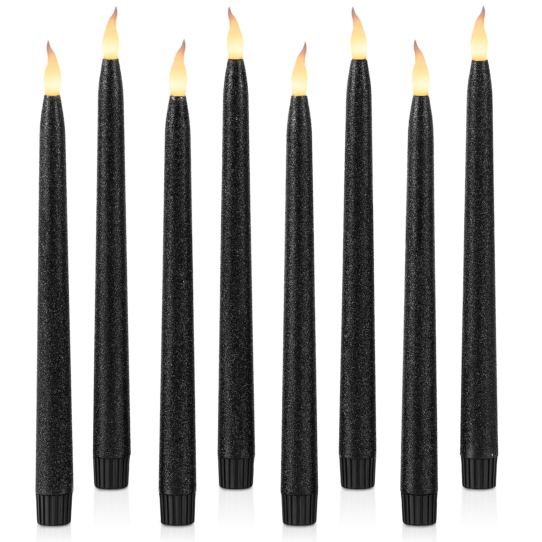 Candele Coniche Senza Fiamma Wemarry 10.6 Pollici - Set Da 6 Con Telecomando E Timer - Effetto Fiamma Realistica LED Per Halloween, Natale, Matrimonio (Nere)