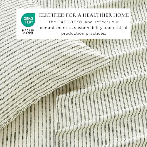 Miniatura 4 de Great Bay Home - Juego de sábanas de microfibra ultrasuave, a rayas, de 4 piezas, resistentes a las arrugas, cómodas, para todas las estaciones,