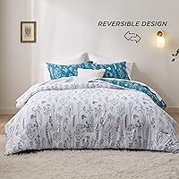 Vista 261 de Bedsure Juego de edredón de tamaño Queen, color lavanda, lindo, floral, regalo para mujer, 3 piezas, 1 suave edredón reversible con flores y 2