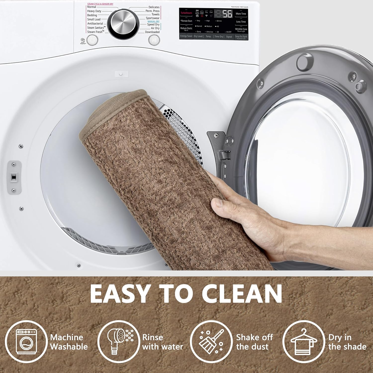 Bathroom Mat Quick Dry Low Profile Washable Bathroom Rugs Non Slip Bath Rug Ultra Thin Bath Mat Fit Under Door, Coffee 17" × 32"