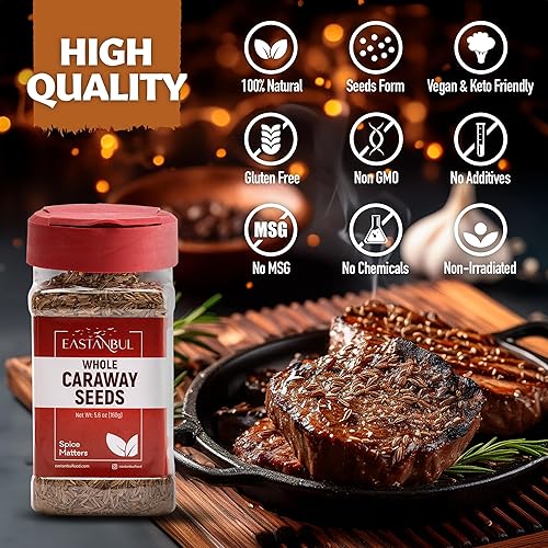 Miniatura 7 de Eastanbul Semillas de alcaravea, 5.6 onzas, semillas de zanahoria para cocinar, chucrut, centeno, pan de soda, níquel y mucho más, 100% naturales,