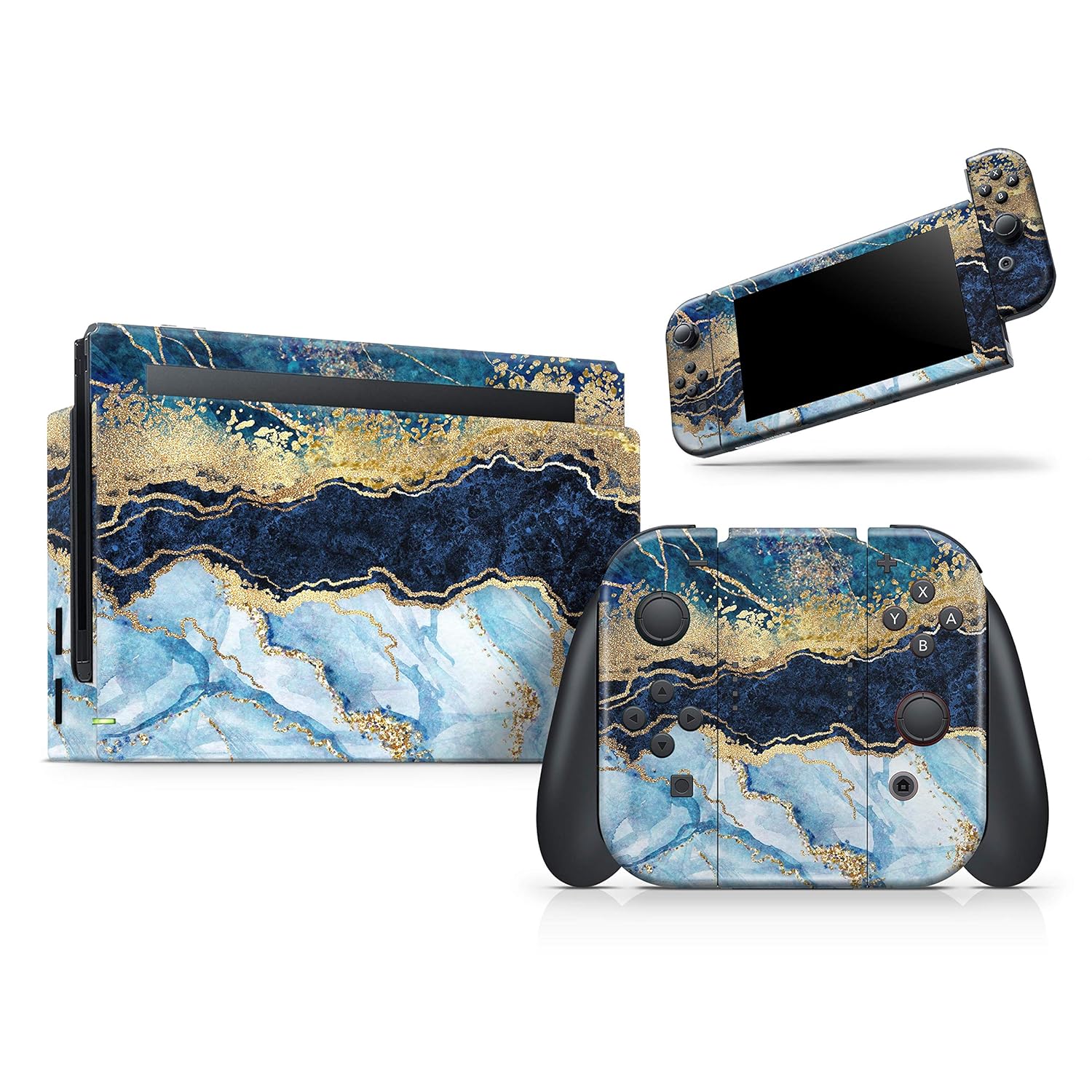Design Skinz - Compatible with Nintendo Switch OLED Console Bundle - Skin Decal Protective Scratch-Resistant Removable Vinyl - Foiled Marble Agate